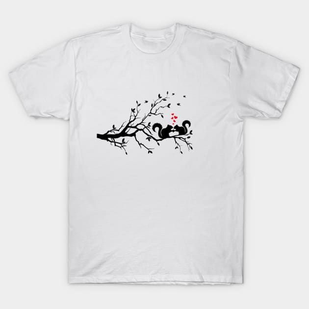 squirrels on tree branch T-Shirt by beakraus